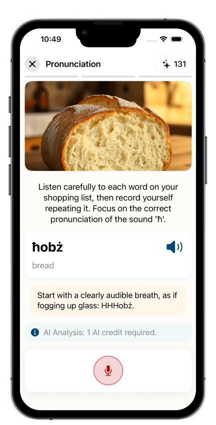 Kelmet app showing a Maltese lesson