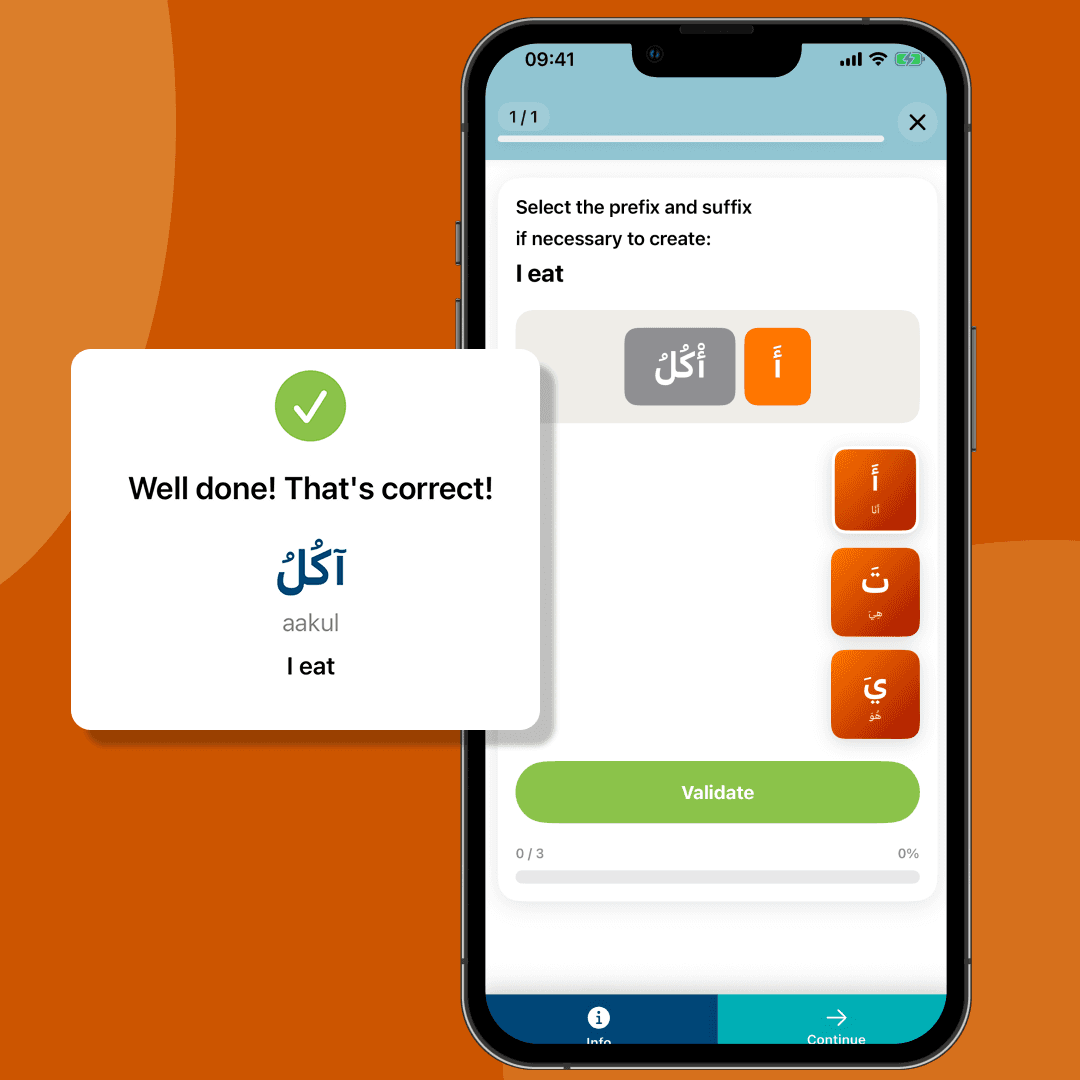 Arabic grammar exercise screenshot